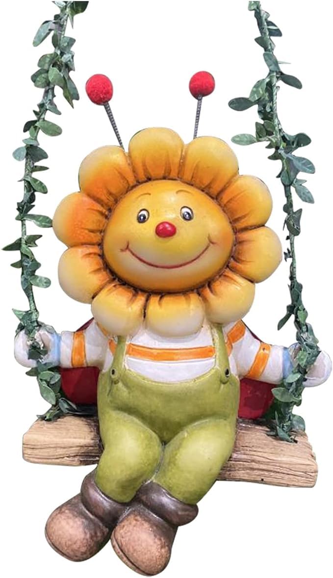 The Decorshed Bee Resin Crafts Ornaments Creative Cute Swing Outdoor Garden Courtyard Balcony Hanging Decoration, 15 cm , 14 cm, Multicolor - Image 1