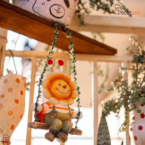 The Decorshed Bee Resin Crafts Ornaments Creative Cute Swing Outdoor Garden Courtyard Balcony Hanging Decoration, 15 cm , 14 cm, Multicolor - Image 4