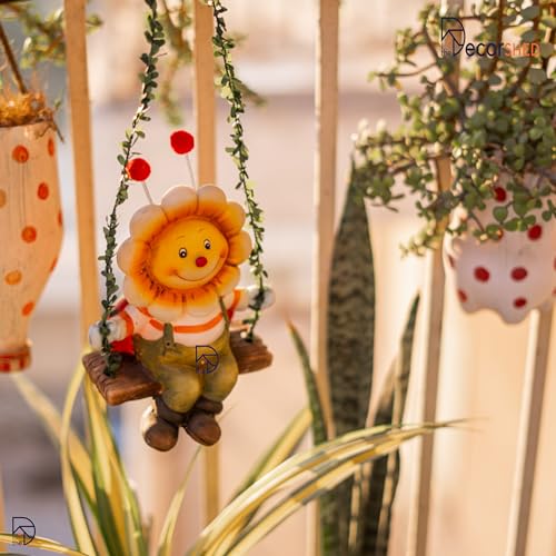 The Decorshed Bee Resin Crafts Ornaments Creative Cute Swing Outdoor Garden Courtyard Balcony Hanging Decoration, 15 cm , 14 cm, Multicolor - Image 2