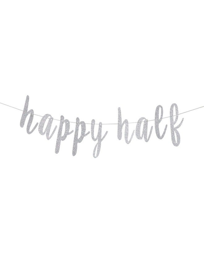 فيستيكو لافتة "Festiko®Silver Happy Half Banner"، زينة حفلات الذكرى السنوية السادسة/عيد ميلاد الطفل السادس - Image 1