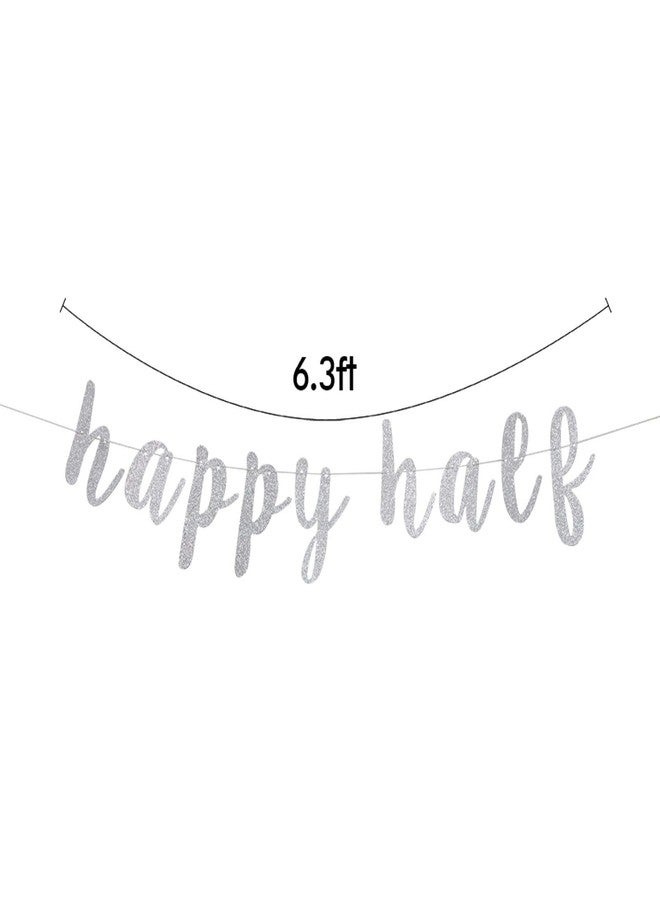 فيستيكو لافتة "Festiko®Silver Happy Half Banner"، زينة حفلات الذكرى السنوية السادسة/عيد ميلاد الطفل السادس - Image 2