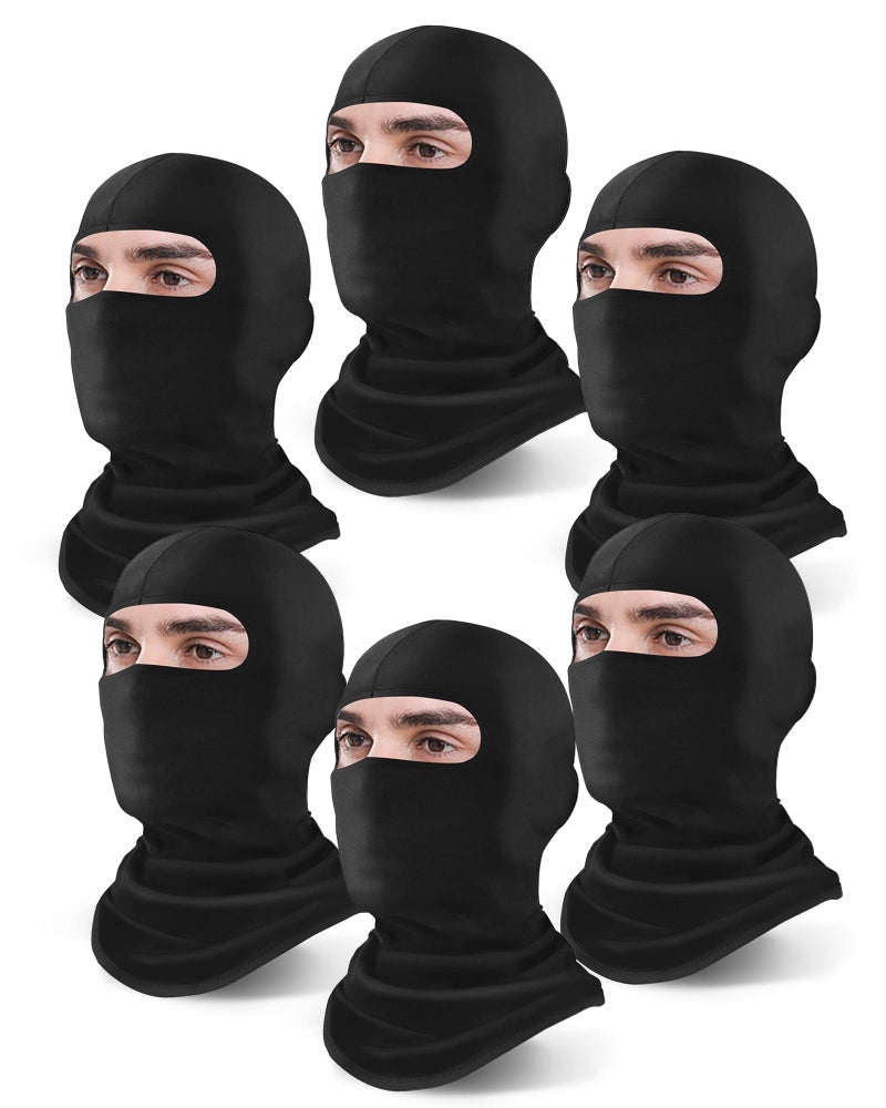 Xeoxarel قناع وجه بالاكلافا 6 قطع من زيوكسرل، غطاء رقبة للتزلج، وشاح واقي من الأشعة فوق البنفسجية للدراجات النارية للرجال/النساء، أسود - Image 1