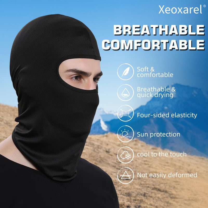 Xeoxarel قناع وجه بالاكلافا 6 قطع من زيوكسرل، غطاء رقبة للتزلج، وشاح واقي من الأشعة فوق البنفسجية للدراجات النارية للرجال/النساء، أسود - Image 5