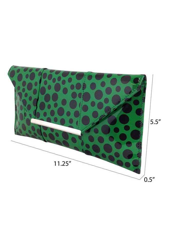 JNB Polka Dot Patent Envelope Clutch Green Small - Image 3