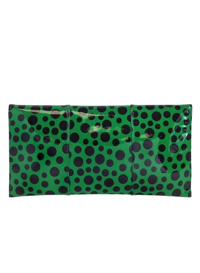 JNB Polka Dot Patent Envelope Clutch Green Small - Image 2