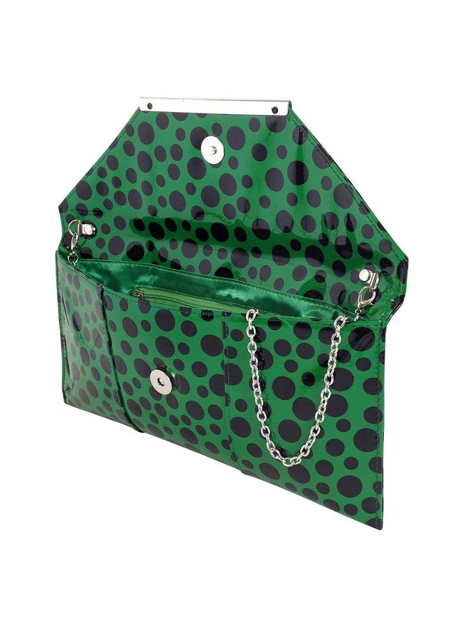 JNB Polka Dot Patent Envelope Clutch Green Small - Image 5