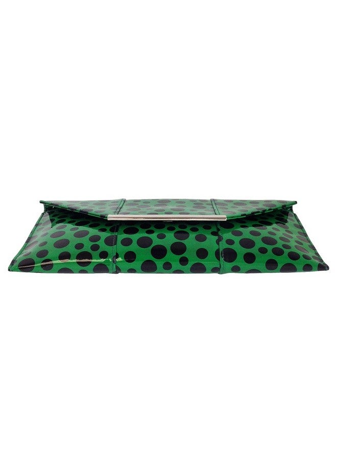 JNB Polka Dot Patent Envelope Clutch Green Small - Image 4