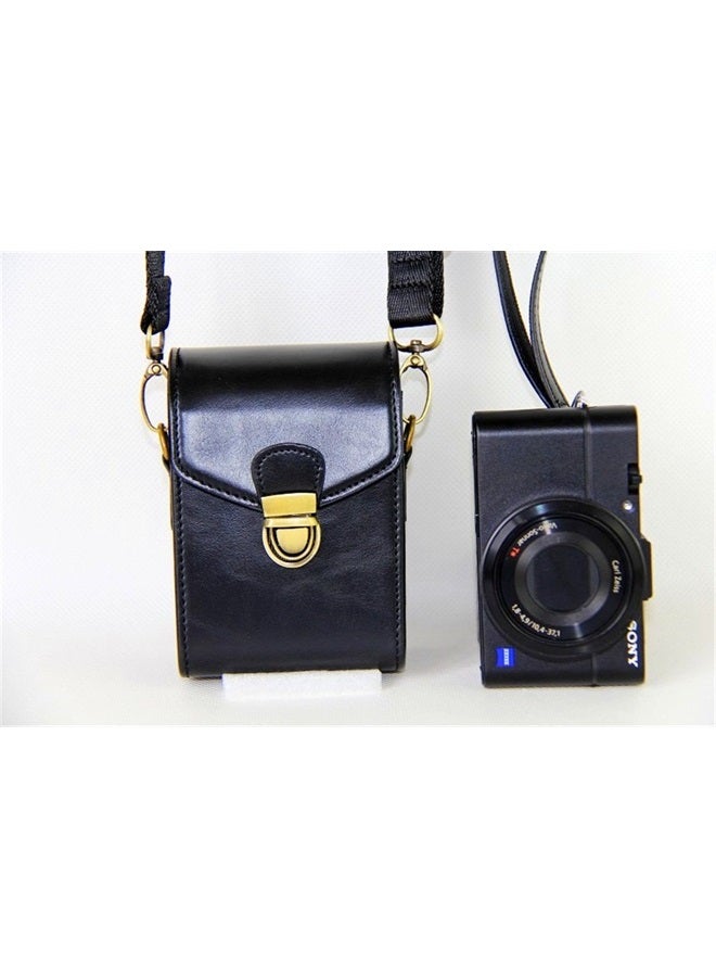 Digital Camera Cover Case Bag with Shoulder Strap For Canon Powershot G7X Mark II G1X2 G15 G16 G1X SX700 SX520 SX530 SX170 G10 G11 G12 -Black