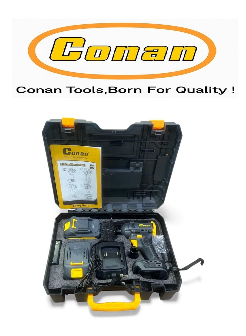 Conan 21V Brushless 1/2" Impact Wrench Kit – 2× 21V 3.0Ah Li-ion Batteries + Fast Charger + Hard Carry Case, 1/2" Anvil with Pin/Ring, Professional Cordless Set for Automotive Wheel Nuts, Workshop & DIY (Model COLW0821B) - Image 2