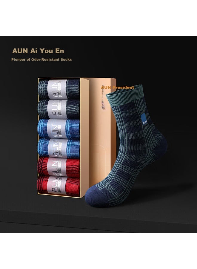 Aun Men's Business Casual Spring Summer Warmth Ceo Executive Socks 7a Grade Silver Ion Antibacterial Deodorant High-end Mid-calf Socks - Image 1