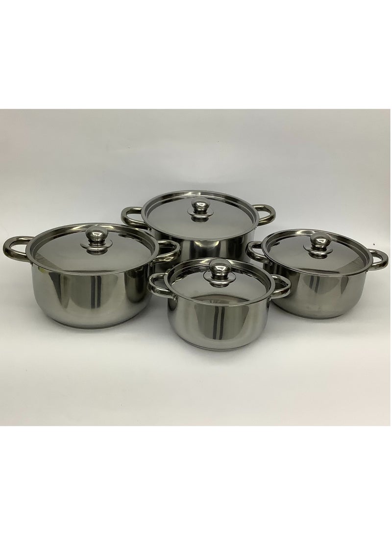 Stainless Steel Cooking Pot with Stainless Steel Cover/Lid - 4 Pieces (20/22/24/26 cm)  - Image 1