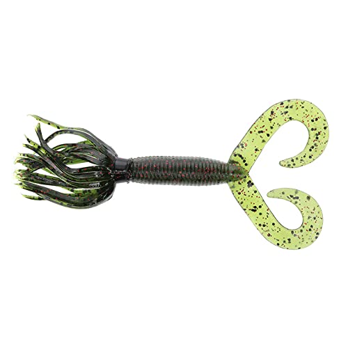 Yamamoto Double Tail Hula Grub 4", Watermelon w/Large Black, Small red - Image 1