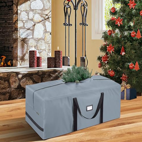 BALEINE 7.5 ft Christmas Tree Storage Bag, Heavy Duty 900D Oxford Fabric with Reinforced Handles and Dual Zippers Wide Opening, Extra Large Storage Container for Trees and Decorations (Grey) - Image 3