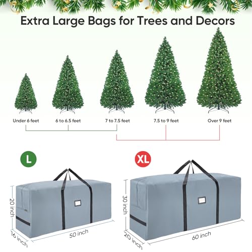 BALEINE 7.5 ft Christmas Tree Storage Bag, Heavy Duty 900D Oxford Fabric with Reinforced Handles and Dual Zippers Wide Opening, Extra Large Storage Container for Trees and Decorations (Grey) - Image 4