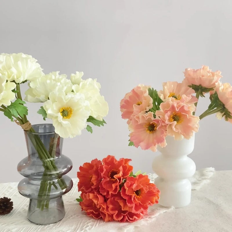 Bluejw Real Touch Poppy Flowers Artificial PU Bouquet - High Quality 5 Heads Faux Poppies for Home Wedding Decor - Image 2