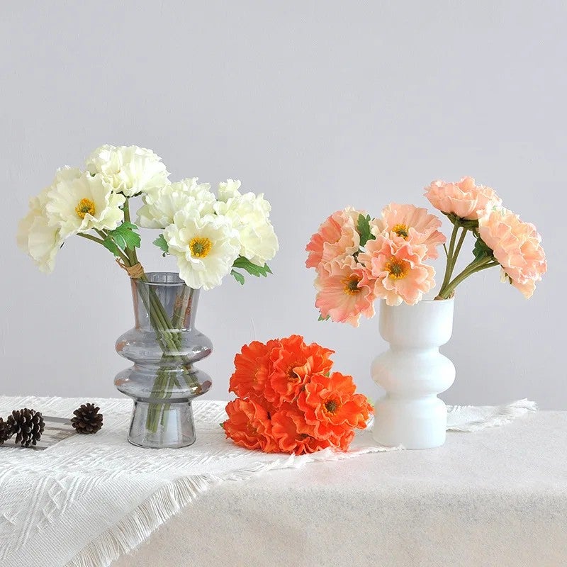 Bluejw Real Touch Poppy Flowers Artificial PU Bouquet - High Quality 5 Heads Faux Poppies for Home Wedding Decor - Image 4