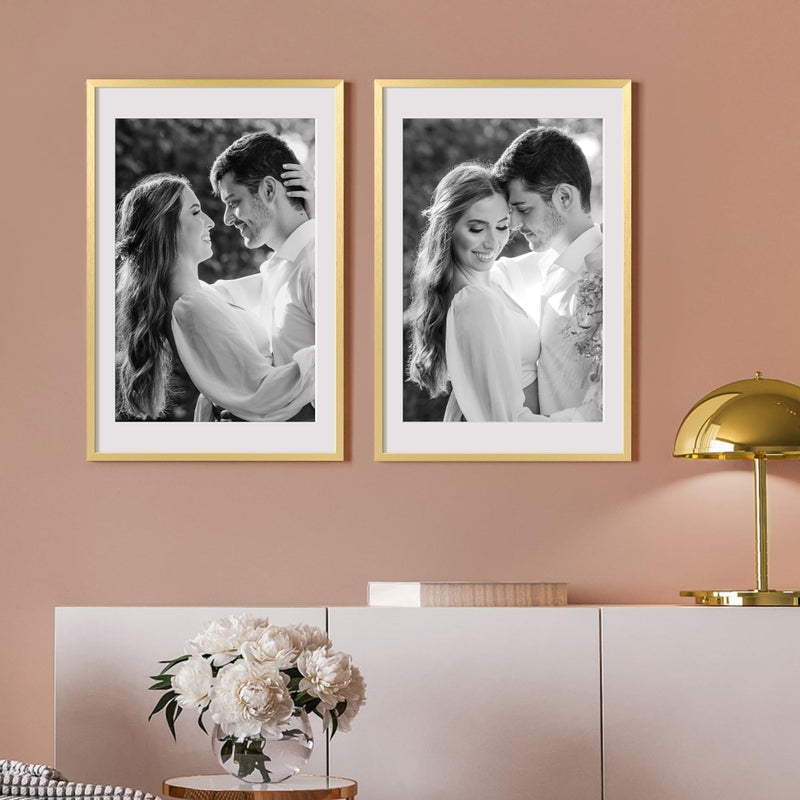 upsimples 24x36 Poster Frame, Display Pictures 20x30 with Mat or 24x36 Without Mat, Wall Hanging Picture Frame, Gold, 1 Pack - Image 2