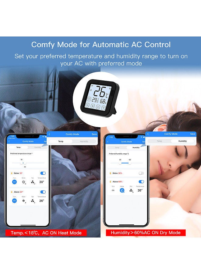 Generic Tuya Smart Wifi IR Air Conditioner Controller Thermostat with LCD Display App Control Temperature Humidity Sensor Monitor Compatible with Alexa Google Home for Mini Split Portable AC - Image 3