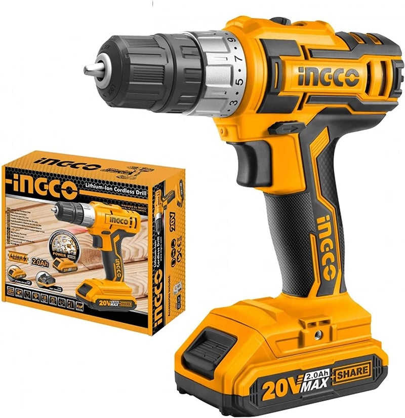 INGCO Lithium-Ion Cordless Drill Cdli20024 - Image 3