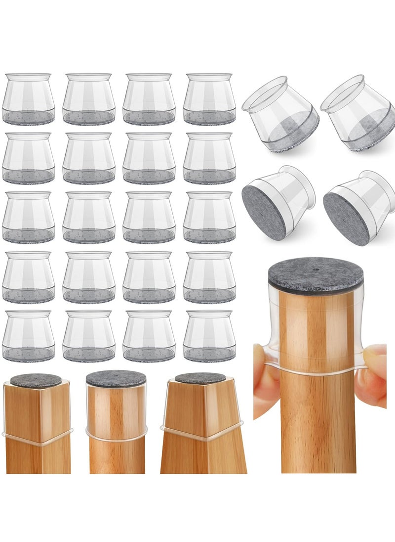 Dominy 24 Pcs Chair Leg Floor Protectors, Black Silicone Chair Leg Protectors Caps Covers for Hardwood Floors, Furniture pad sliders with Wrapped Felt Bottom Large (Fit:1.3"-2")  - Image 1