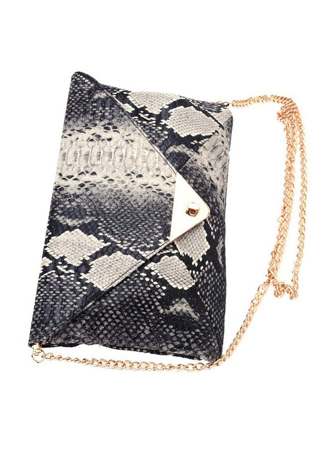 Newfancy حقيبة كلتش نسائية بتصميم جلد الثعبان مع سلاسل لحفلات المساء والاحتفالات وحقيبة كتف واحدة الحجم - Image 2