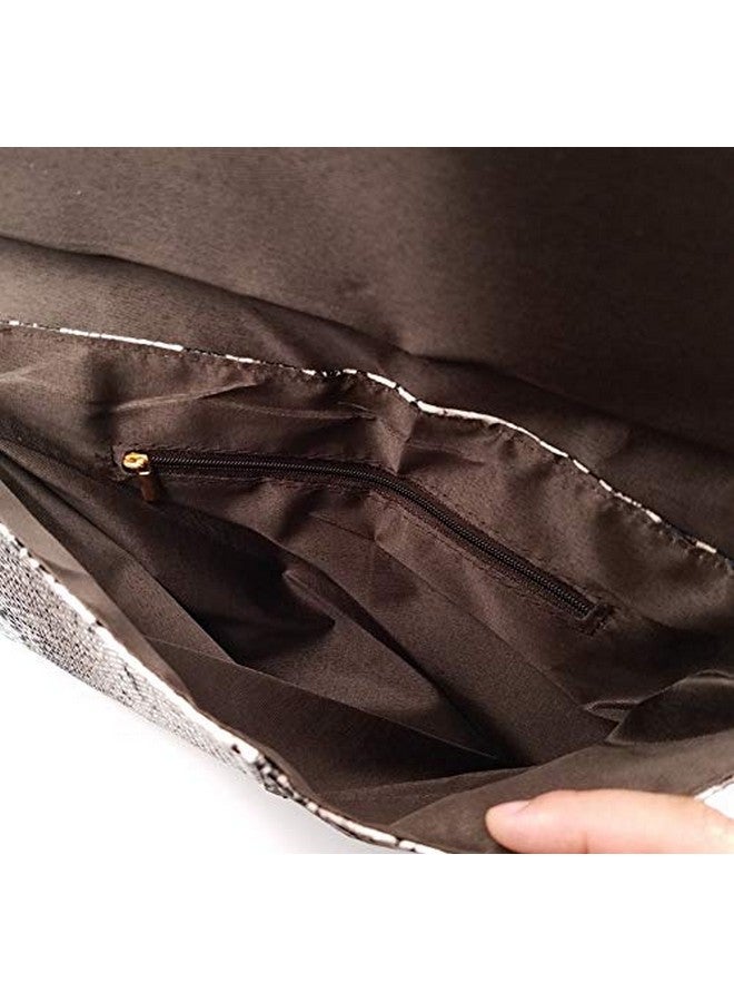 Newfancy حقيبة كلتش نسائية بتصميم جلد الثعبان مع سلاسل لحفلات المساء والاحتفالات وحقيبة كتف واحدة الحجم - Image 5