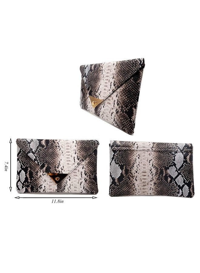 Newfancy حقيبة كلتش نسائية بتصميم جلد الثعبان مع سلاسل لحفلات المساء والاحتفالات وحقيبة كتف واحدة الحجم - Image 3
