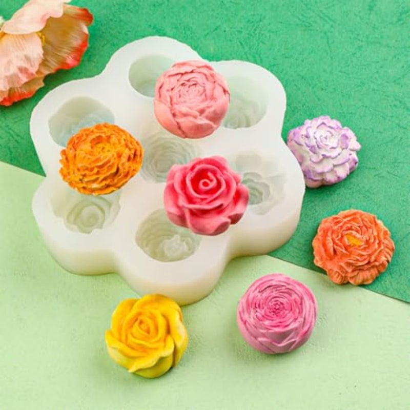 ® 3D زهرة شمعة العفن سيليكون قوالب صنع الصابون، 7 غرفة الأزهار تصميم الغذاء الصف قالب السيليكون للشوكولاتة DIY، والشموع، وفن الراتنج، وذوبان الشمع، والحلوى، ومكعبات الثلج، والخبز والحرف - Image 2