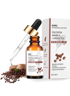 KOEC Caffeine Eye Serum - with Green Tea, Hyaluronic Acid, Collagen, Caffeine Eye Lift Serum - Reduces Puffiness, Dark Circles, Under Eye Bags, Wrinkles and Fine Lines Around The Eyes (30ml)  - Image 1