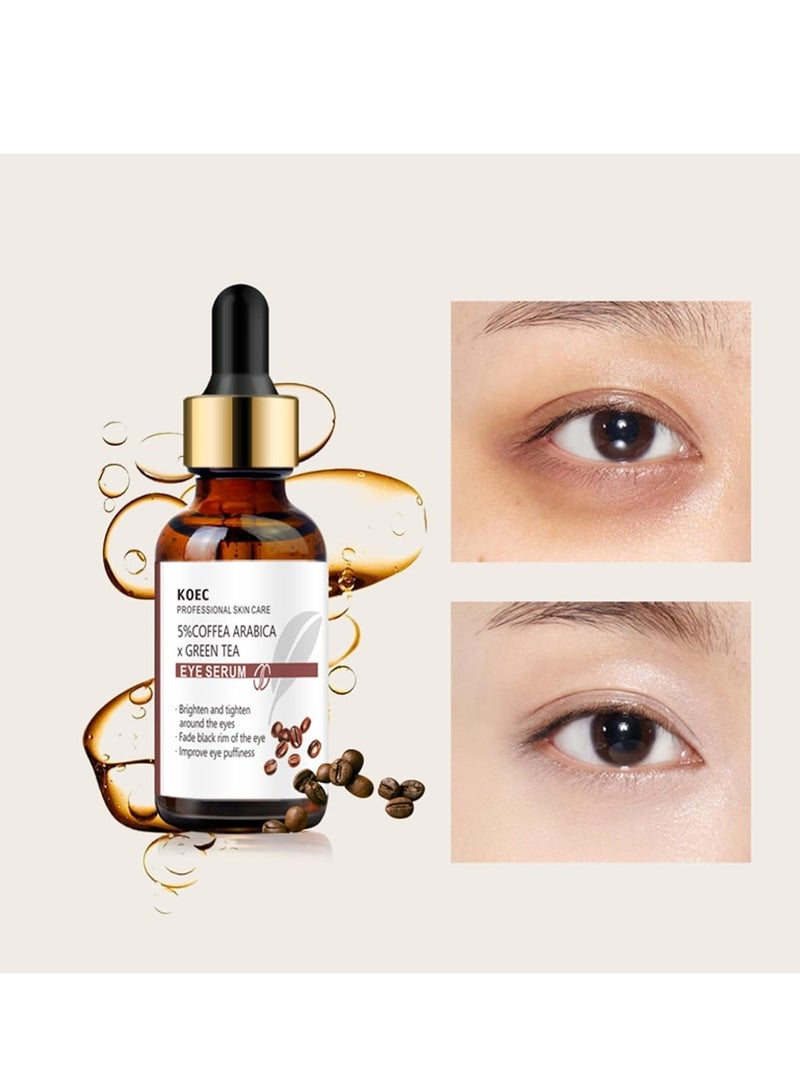 KOEC Caffeine Eye Serum - with Green Tea, Hyaluronic Acid, Collagen, Caffeine Eye Lift Serum - Reduces Puffiness, Dark Circles, Under Eye Bags, Wrinkles and Fine Lines Around The Eyes (30ml) - Image 3
