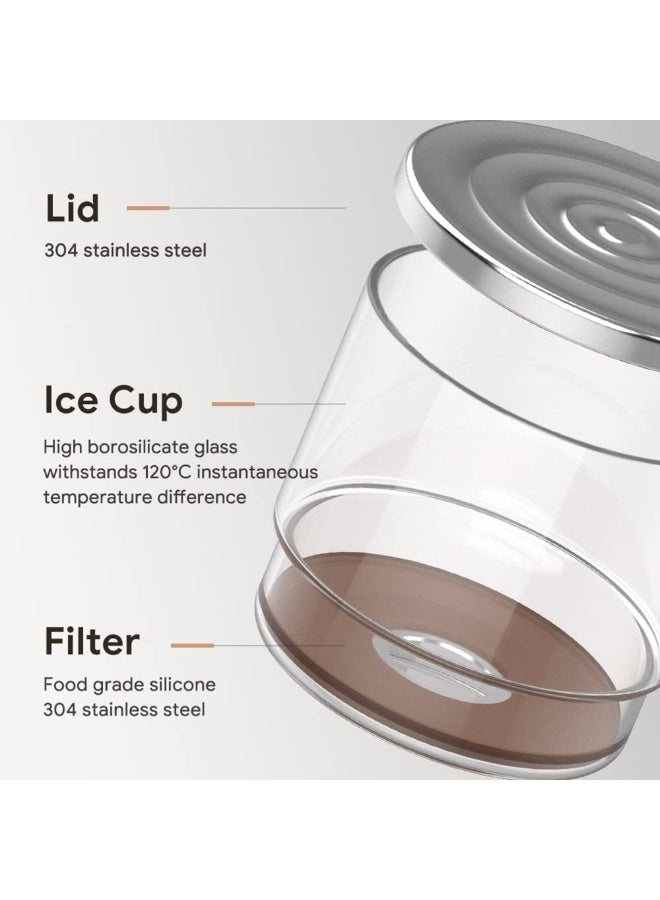 iCafilas 2-in-1 Cold Brew Coffee Maker, 300ml Glass Drip Coffee Brewer with Stainless Steel Lid – Slow Drip Ice Coffee Maker for Home, Office - Image 4