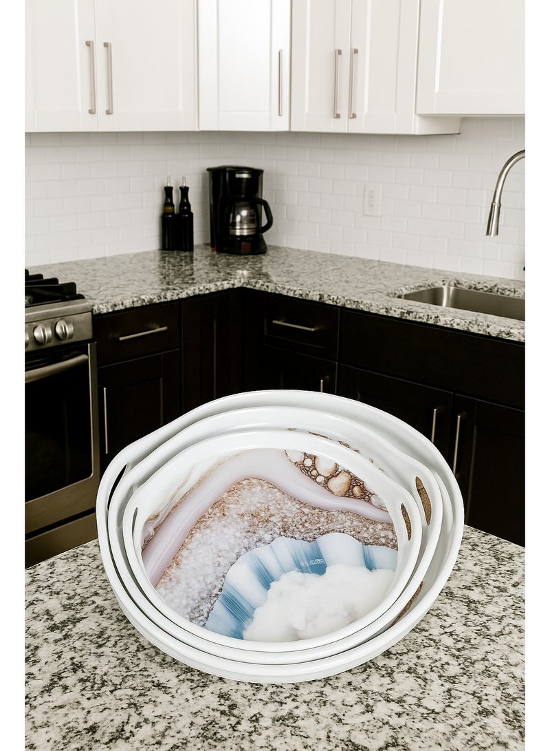 3 صواني ميلامين تقديم دائرية مختلفة الأشكال