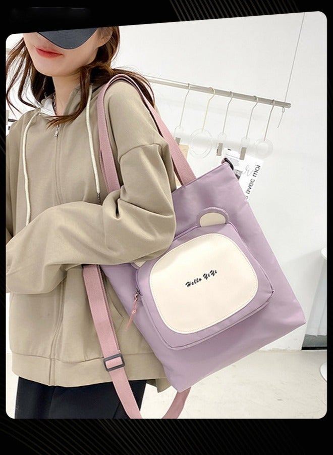 Joychic حقيبة كتف من النايلون بجيب أمامي ومضادة للسرقة ومضادة للماء وحقيبة مدرسية بسحاب للطلاب الابتدائيين والمتوسطين والثانويين، أرجوانية - Image 4