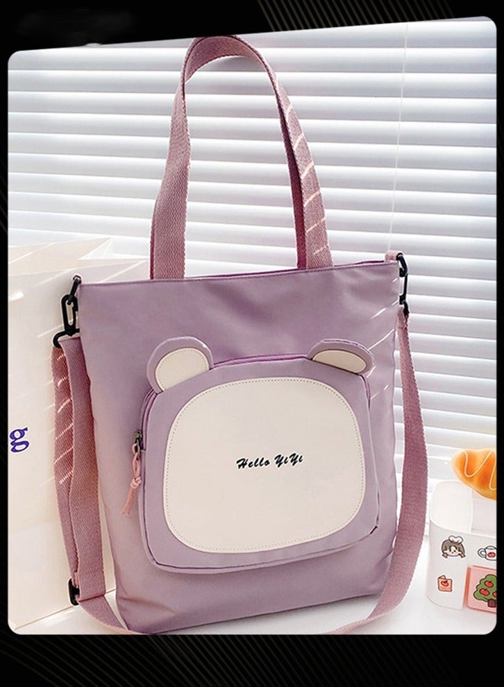 Joychic حقيبة كتف من النايلون بجيب أمامي ومضادة للسرقة ومضادة للماء وحقيبة مدرسية بسحاب للطلاب الابتدائيين والمتوسطين والثانويين، أرجوانية - Image 1