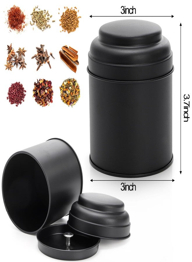Lawei 9 Pack Tea Tin Canister with Airtight Double Lids, 8 Oz Round Loose Tea Containers, Small Kitchen Tin Can Box for Storage Loose Bags Coffee Sugar Candy Spices, Christmas Gift, Black - Image 2