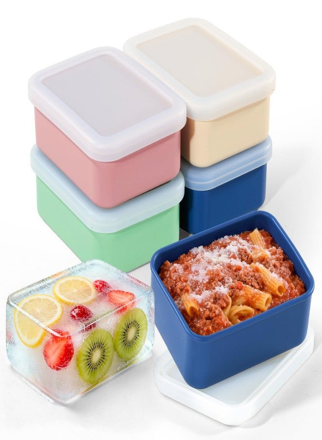 Duseu 4 Pcs 2 Cup Silicone Freezer Molds with Lid, 16oz Soup Cube Freezer Tray, Meal Prep Containers for Sauces, Stews, Leftovers, Food Storage (Blue Pink Green Yellow) - Image 1
