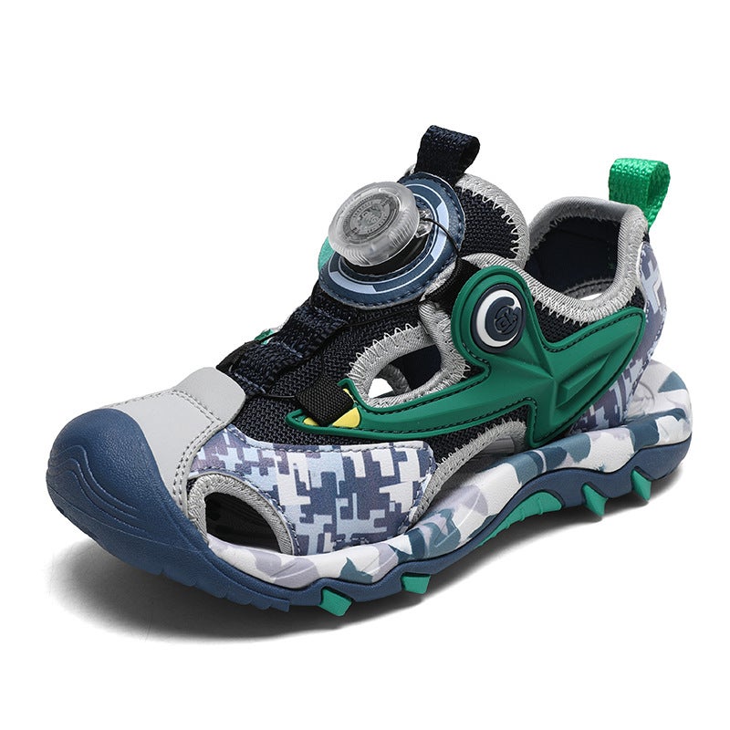Brand Kidsren'S Cut Out Sports Sandals 2025 Rotating Button Anti-Slip Camouflage Beach Shoes For Boys And Girls - Image 1