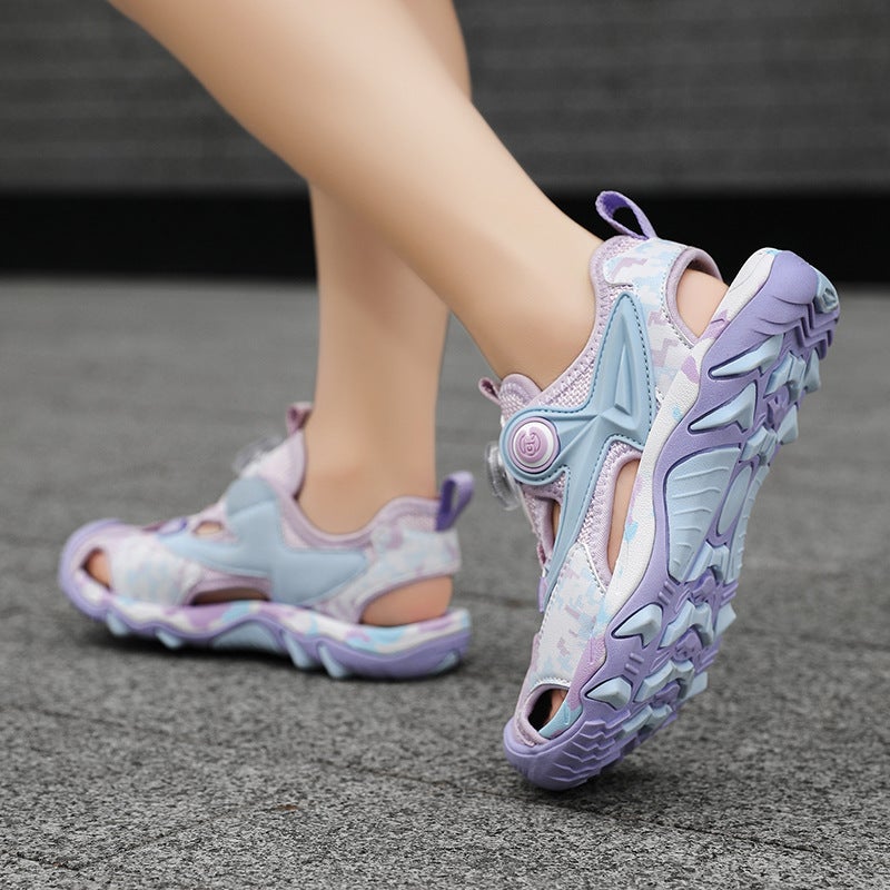 Brand Kidsren'S Cut Out Sports Sandals 2025 Rotating Button Anti-Slip Camouflage Beach Shoes For Boys And Girls - Image 3