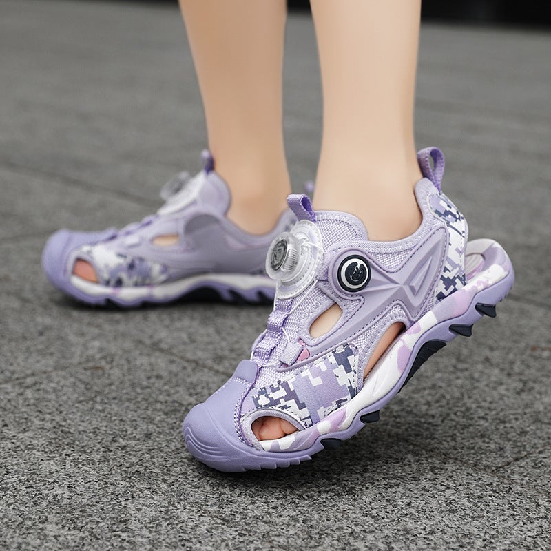 Brand Kidsren'S Cut Out Sports Sandals 2025 Rotating Button Anti-Slip Camouflage Beach Shoes For Boys And Girls - Image 5
