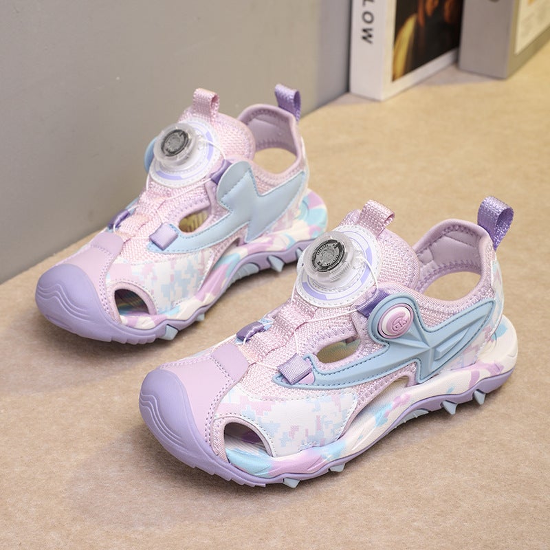 Brand Kidsren'S Cut Out Sports Sandals 2025 Rotating Button Anti-Slip Camouflage Beach Shoes For Boys And Girls - Image 2