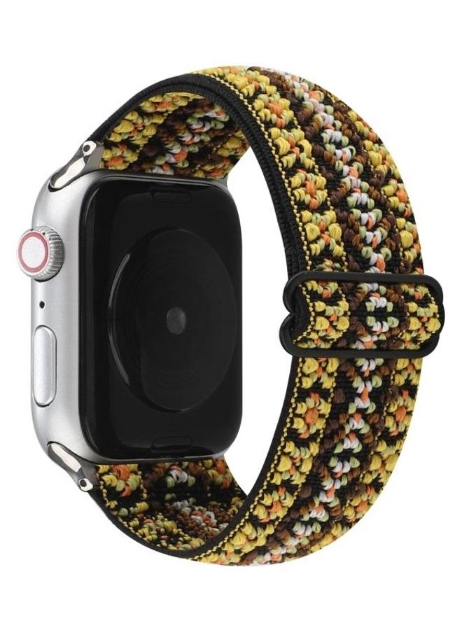 NIBEMINENT Ethnic Style Buckle Watchband For Apple Watch Series 1/2/3/4/5/6/7/SE 38-40-41mm Yellow - Image 1