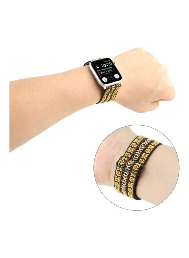 NIBEMINENT Ethnic Style Buckle Watchband For Apple Watch Series 1/2/3/4/5/6/7/SE 38-40-41mm Yellow - Image 4