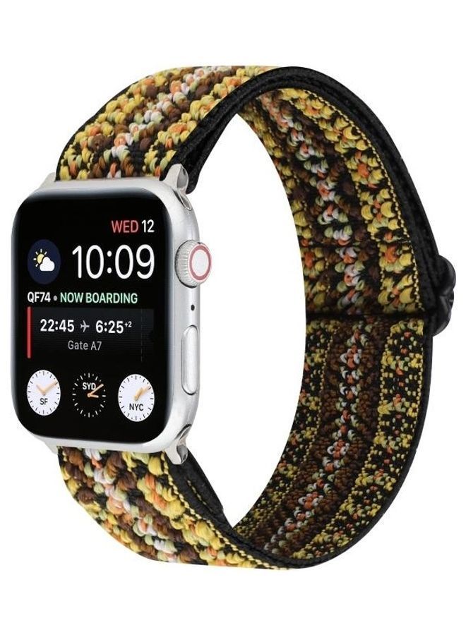 NIBEMINENT Ethnic Style Buckle Watchband For Apple Watch Series 1/2/3/4/5/6/7/SE 38-40-41mm Yellow - Image 2