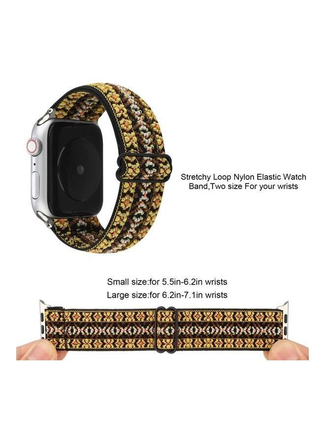 NIBEMINENT Ethnic Style Buckle Watchband For Apple Watch Series 1/2/3/4/5/6/7/SE 38-40-41mm Yellow - Image 3