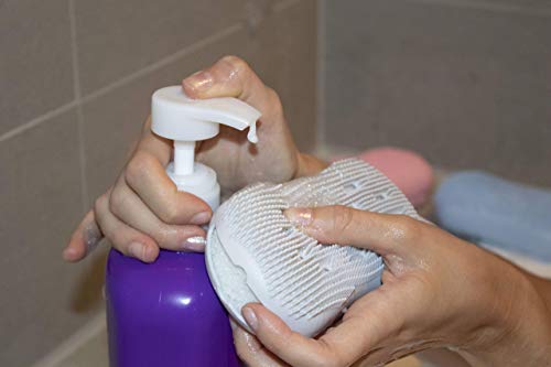 Serenity Select 2 Exfoliating Silicone Body Sponges, Double-Sided Bath or Shower Body Brush, Silicon Loofah/Built-in Sponge – Cleans & Stimulates Circulation. Christmas Stocking, Hanukkah- Blue/Gray - Image 5