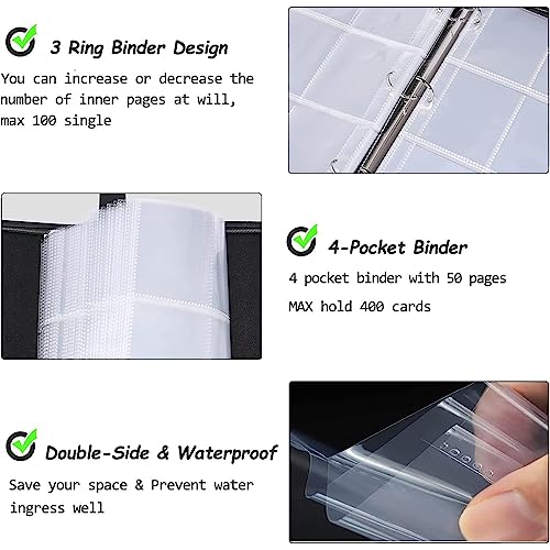 Anvoago Football Card Binder with Sleeves, 400 Pockets Football Card Holder Protectors Albums, Card Storage Organizer Case Compatible with Trading Card and Other Sports Cards - Image 5