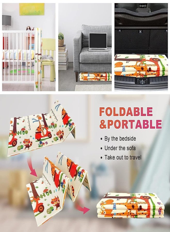 VDHJA Baby Folding Mat Play Foam Crawl Waterproof Portable Kids Baby Toddler Outdoor or Indoor Use for Non Toxic-Giraffe Pattern(150X200 cm Size, 8MM Thickness) - Image 3