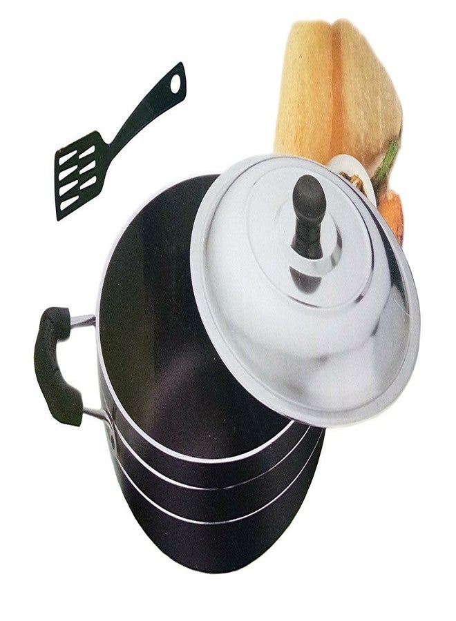 جي دي مقلاة كاداي عميقة غير لاصقة من الألومنيوم مع غطاء من الفولاذ المقاوم للصدأ، أواني طهي متعددة الاستخدامات: مقلاة قلي عميقة، مقلاة كراهي، مقلاة ووك، سعة 2 لتر - Image 5