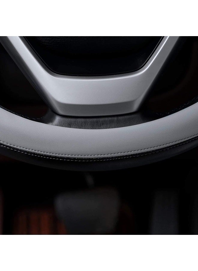 Valleycomfy Microfiber Leather Steering Wheel Covers Universal 15 inch (Gray) - Image 5