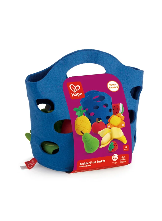 Hape Hape Toddler Fruit Basket | Soft Pretend Food Toy Set with Banana, Apple, Pineapple & More | Fabric Fruit Play for Kids 18M+